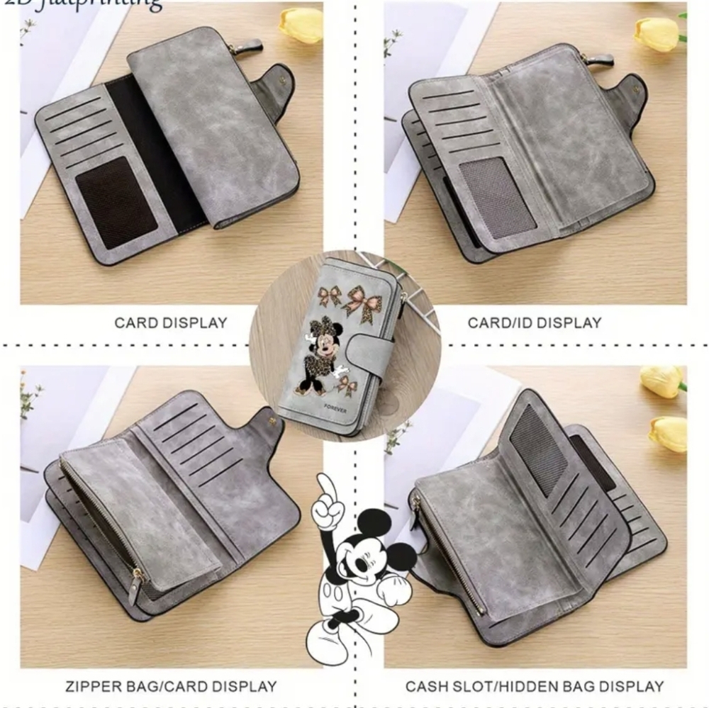 Colorful Mickey Mouse Grey Long Wallet - Picture 2 of 7